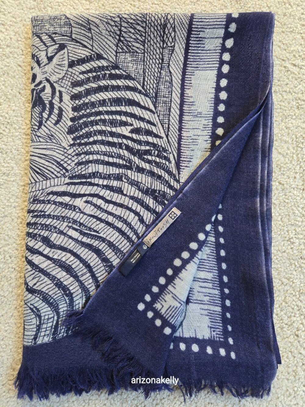 NWOT Inouitoosh Wool Scarf Safari African Animals Elephant Lion Giraffe Zebra - Picture 12 of 12